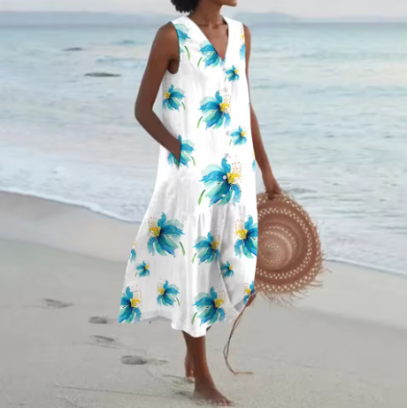Wilma™ | Mönstrad ärmlös sommarklänning