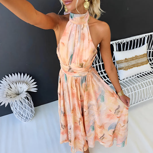 Olivia™ | Färgstark Sommarklänning med Öppen Rygg och Drömlikt Mönster
