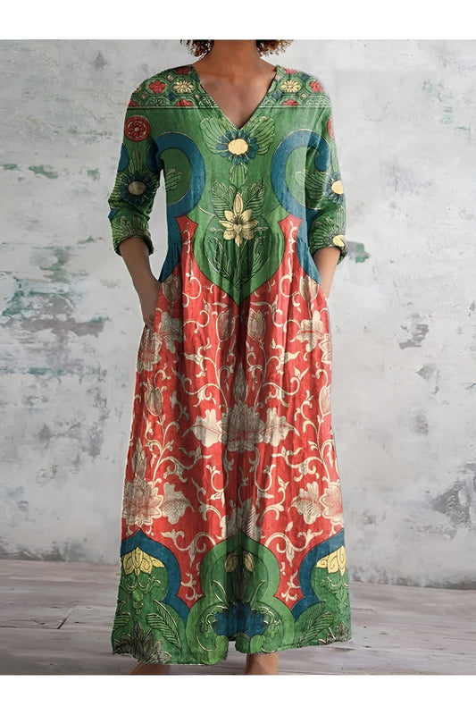 Alma™ | Svävande Sommarklänning med Romantiskt Blommönster
